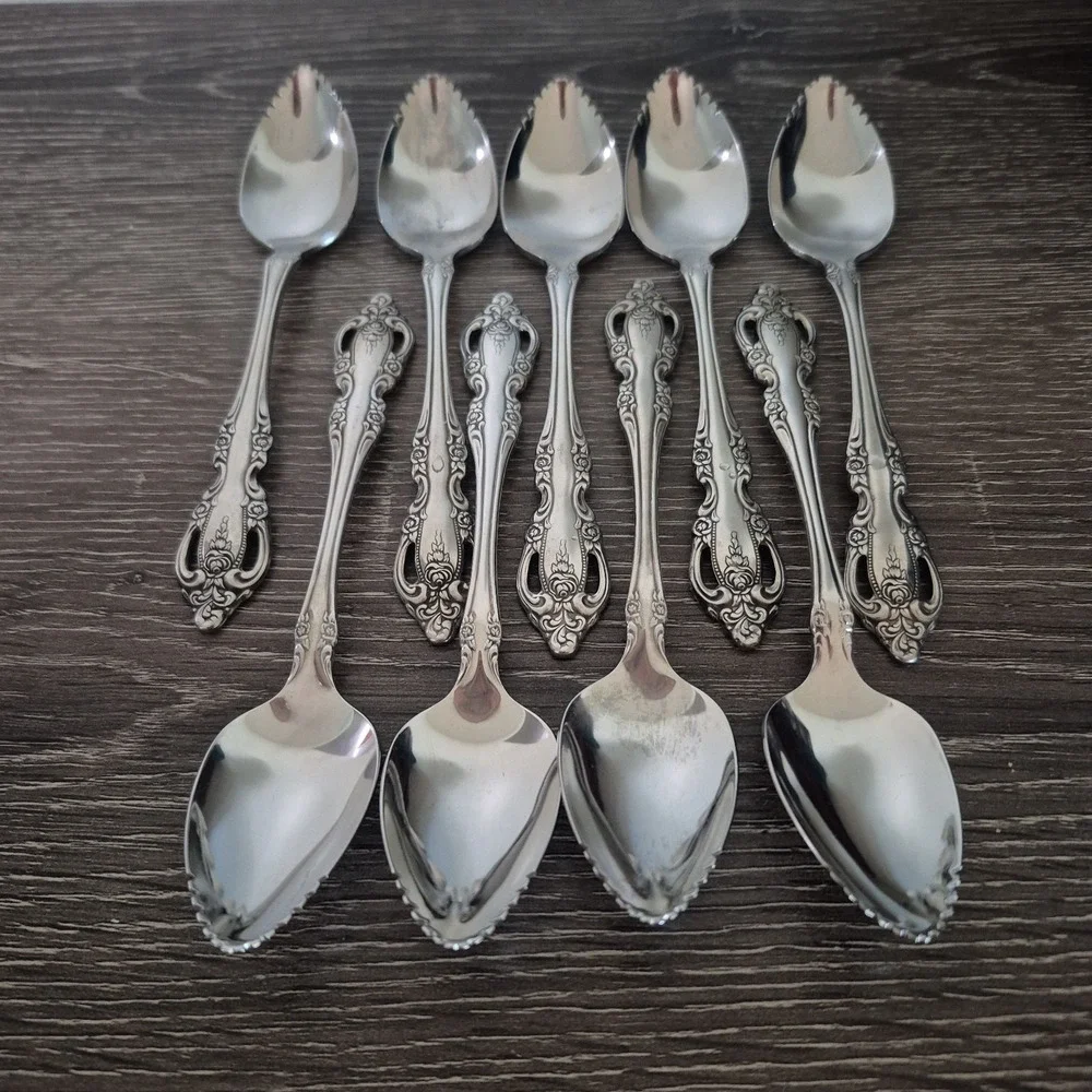 Oneida Brahms Set of 7 Fruit Citrus Spoons Community Stainless Flatware